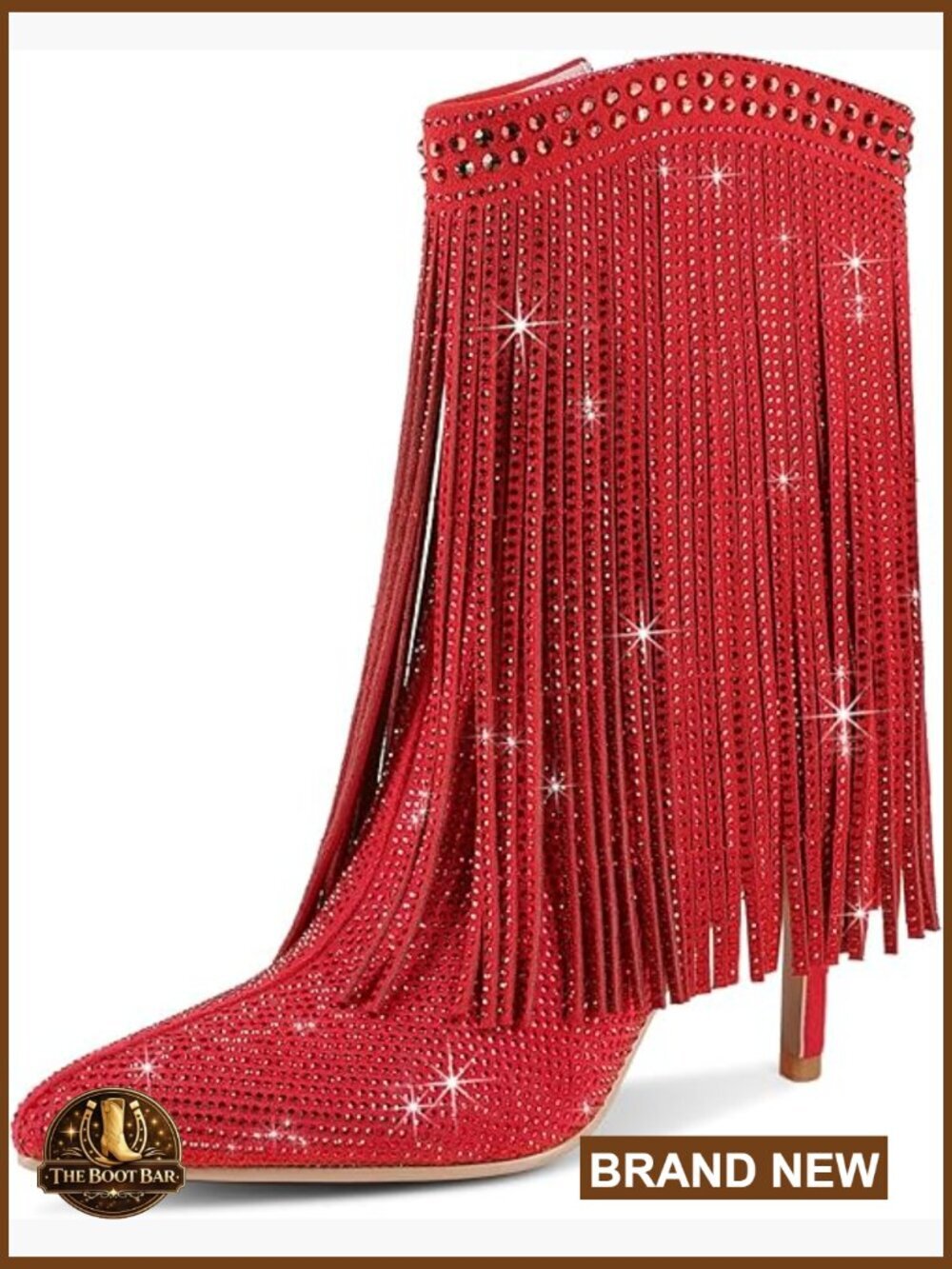 Rhinestone Fringe Ankle Boots Sparkly Bling High Heel Stiletto Booties Pointed